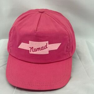 Nomad Pink 5 Panel Strapback Hat Cap Embroidered Logo Lightweight Outdoor